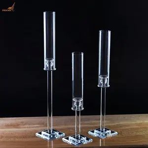 3 Bộ rõ ràng giá rẻ thủy tinh pha lê nến chủ sở hữu đám cưới centerpieces Bảng trang trí để bán