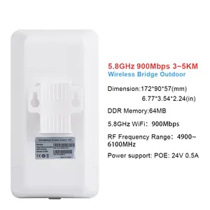 EDUP屋外5.8GHz 2PCS 3-5KMLEDディスプレイ設定なしワイヤレスブリッジルーター長距離ネットワークブリッジPOEWiFi信号リピーター