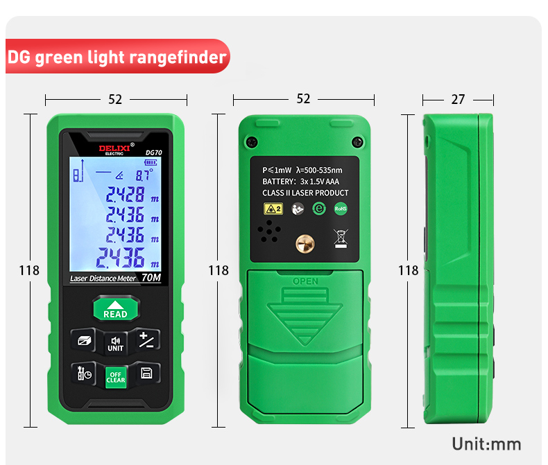 Infrared high-precision handheld charging meter electronic ruler measuring instrument range finder Delixi laser
