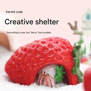 Creatieve Kleine Reptielen Decor Voor Aquaria Innovatieve Hars Aardbei Schuilplaats Voor Heremietkrab En Spin Huisdieren - Product Image 2