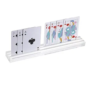 矩形透明丙烯酸扑克卡夹，带两个插槽丙烯酸交易卡展示架，用于特朗普游戏