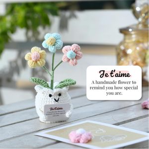 YOOJEE Fleurs en crochet de coton faites à la main, cadeaux pour la Saint-<span class=keywords><strong>Valentin</strong></span>, mariage, anniversaire - Message « Je t'aime » pour mari, petit ami - Product Image 2