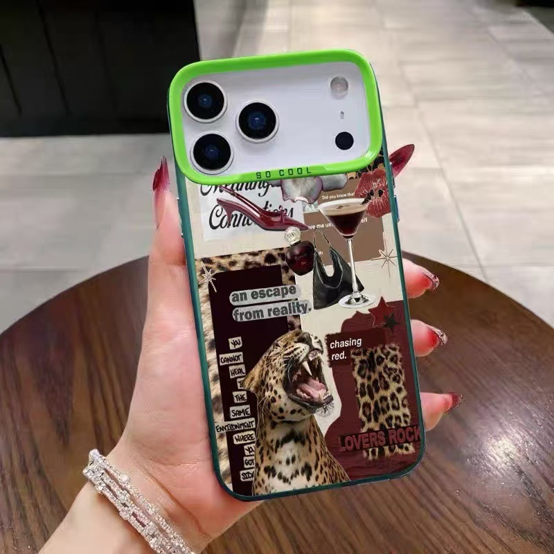 Conchiglia argentata colorata - verde conchiglia - rosso leopardo vino