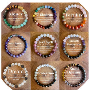 8มม. ธรรมชาติ <span class=keywords><strong>spiritural</strong></span> กำไลข้อมือแม่เหล็กเงินพลอยรักษาธรรมชาติสร้อยข้อมือลูกปัดของขวัญ - Product Image 2