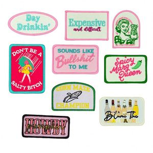 High Quality Merrow <b>Iron</b> on Embroidery American Style pink Howdy Spicy Patch for Outdoor Overcoat Hat Decoration - Product Image 1
