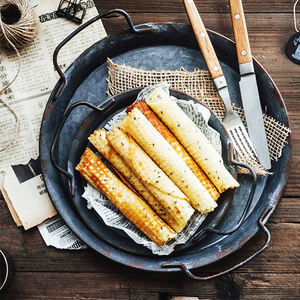 Dessert Farmhouse Rustic Black Round Shape Serving Foods <b>Tray</b> for <b>Table</b> Centerpieces Decorations High Quality Metal Fruits <b>Tray</b> - Product Image 3