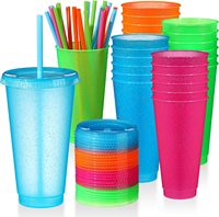Gobelet réutilisable en plastique PP avec paille et couvercle, personnalisable avec logo – Meilleures ventes