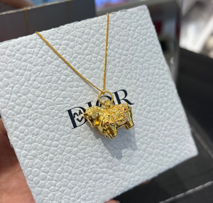 Kalung Perhiasan Trendi Liontin Kalung Vajra Emas Murni 18K dengan Rantai Tautan Hadiah Anak-anak untuk Pacar di Qixi - Product Image 4