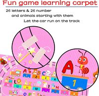 Tapis de jeu rose ABC pour enfants Tapis de l'alphabet avec numéros Train d'animaux et formes de route Tapis d'apprentissage amusant et éducatif Tapis de jeu pour enfants