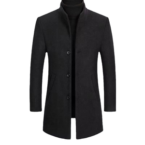 New Autumn and Winter Polyester/Cotton Mid Long Hooded Eco-Friendly Business <b>Men's</b> Single Breasted Down Coat - Product Image 1