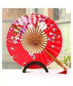 Éventail Rond Pliant Artisanal en Bambou Style Hanfu Ancien, Motif Fleur, Éventail Économique en Soie et Bambou, Pliable - Product Image 4