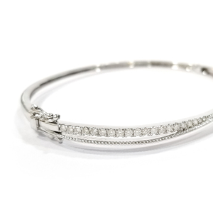 18K White <b>Gold</b> Natural Diamond Wrist Cuff Shiny Mined Gem Wrist <b>Bangle</b> for Wedding Occasions & Premium Daily Outfit - Product Image 2