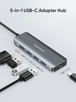 Hub USB-C 5-en-1 flambant neuf avec HDMI 4K 60Hz HDR, 3 ports USB 3.0, adaptateur en alliage d'aluminium 100W PD pour MacBook Pro/iPad Pro/ordinateur portable