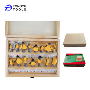 ชุดดอกเราเตอร์<span class=keywords><strong>ไม้</strong></span> 15 ชิ้น ปลายทังสเตนคาร์ไบด์ ขนาด 6 มม. 1/4 นิ้ว (6.35 มม.) ก้าน 8 มม. บรรจุในกล่อง<span class=keywords><strong>ไม้</strong></span> สำหรับงานไม้ - Product Image 1