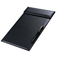 Classeur en cuir pour bureau d'hôtel Taille A4-Clip magnétique enregistrable pour tableau de réunion-Logo personnalisable Cadeau promotionnel