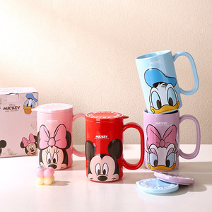 Taza de Café de Cerámica Grande de 690 ml con Diseño de Dibujos Animados, Linda Taza de Café con Tapa de <span class=keywords><strong>Mickey</strong></span>/<span class=keywords><strong>Minnie</strong></span>/Pato Donald - Product Image 2