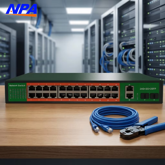24-Port Gigabit Ethernet Switch 10/100/1000Mbps Plug and Play Stackable 56Gbps for IP Camera and NVR