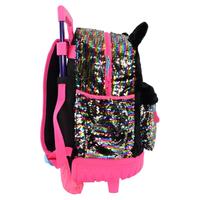 Sac à dos scolaire à roulettes pour enfants, élégant et de qualité, en peluche, avec paillettes, mignon, avec lumières LED