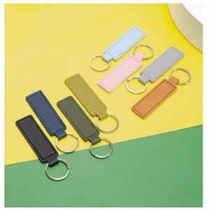 Porte-clés moderne minimaliste en cuir PU, double face, avec logo imprimable, pendentif simple, pour homme et femme, pour clés de voiture - Product Image 4