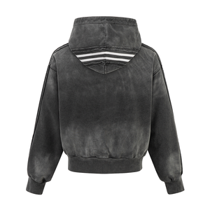 Sweat à capuche rétro délavé style streetwear avec impression DTG Kornit personnalisée, <span class=keywords><strong>patchwork</strong></span>, vêtement unisexe, coupe oversize - Product Image 4