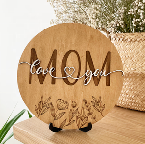 Regalo Personalizado para el <span class=keywords><strong>Día</strong></span> <span class=keywords><strong>de</strong></span> <span class=keywords><strong>la</strong></span> <span class=keywords><strong>Madre</strong></span>, Letrero con Flores Cortadas con Láser, Regalo para Mamá <span class=keywords><strong>de</strong></span> los Hijos, Decoración <span class=keywords><strong>de</strong></span> Mesa <span class=keywords><strong>de</strong></span> Madera con <span class=keywords><strong>la</strong></span> Frase 'Te Amo Mamá' - Product Image 1