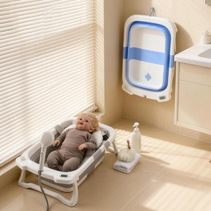 <span class=keywords><strong>Baignoire</strong></span> bébé pliable triple, design portable à 3 plis, <span class=keywords><strong>baignoire</strong></span> pour enfants légère et pliable, bassin de douche pour nouveau-né et tout-petit, utilisation à domicile - Product Image 5