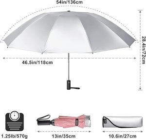 Paraguas de Viaje con Protección UV, 10 Varillas para Resistencia al Viento, Protección Solar Compacta, Apertura y Cierre Automáticos - Product Image 3