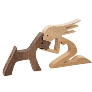 Figurines de famille de chiens en bois de style nordique, décoration de maison et de bureau en bois massif, design scandinave, ensemble multi-pièces - Product Image 5