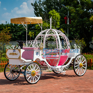Carruaje Eléctrico Blanco Estilo Cenicienta con Interior Rosa y Diseño Ornamentado para Paseos Turísticos al Aire Libre, Carruaje de Caballos de Estilo Clásico - Product Image 6