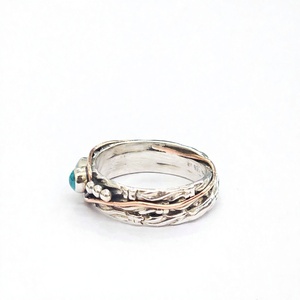 Artisan Three <b>Turquoise</b> Band <b>Ring</b> 925 Sterling Silver Handmade Classic Gemstone <b>Ring</b> for Women's Everyday Wear - Product Image 4