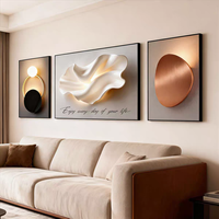 Peinture Murale en Porcelaine Géométrique en Gros pour Salon, Fond de Canapé, Triptyque Abstrait 3D