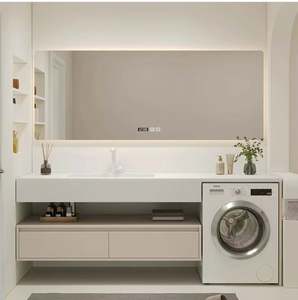 Meubles de salle de bain modernes en crème clair, style internet célébrité, type suspendu, pour appartement - Product Image 3