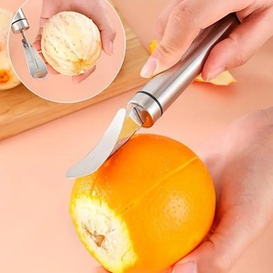 Pelador de cítricos duradero de acero inoxidable con mango ergonómico de fácil agarre, apto para uso doméstico para pelar naranjas y limones - Product Image 2