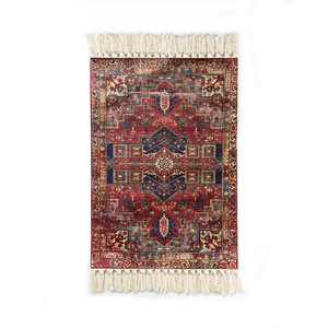 <strong>Vintage</strong> Persian Style <strong>Red</strong> Area Rug with Tassels Tribal Medallion Floor <strong>Carpet</strong> - Product Image 1