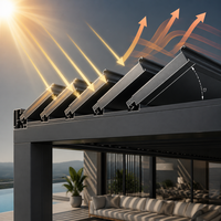 Pergola moderne en aluminium à lames orientables, résistante au vent, pour l'extérieur, série E, motorisée, gazebo de jardin, imperméable, 6063-T6, haute résistance