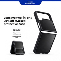 Étui de protection 2-en-1 en TPU+PC de style premium, double couche, avec autocollant concave extérieur anti-chute pour téléphone pliable Z Flip7 Z Flip8