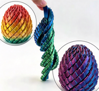 Jouet anti-stress en forme d'œuf de dragon multicolore imprimé en 3D de 7,4 cm, télescopique, extensible en PLA, décoration de bureau sensorielle
