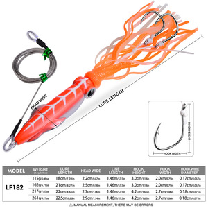 WildTrek 115g-261g Esca Luminosa per Calamari con Filo in Acciaio, Esca per Acqua Salata per Tonno, Kingfish, Spigola, Pesca in Lago e Fiume - Product Image 3