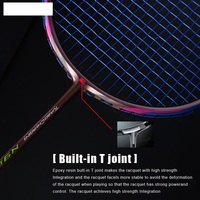 Raquette de badminton en fibre de carbone 100% pleine, très légère, 8U 65g 35lbs, avec cordage gratuit, vente chaude