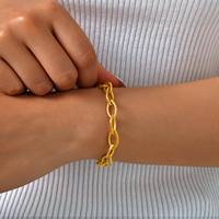 Bracelet à chaîne vintage minimaliste en acier inoxydable pour femmes, bracelets à breloques classiques étanches, accessoires de mode jamais décolorés