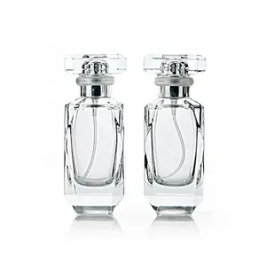 Unique Design 50ml Perfume Glass Bottles Luxury Perfume Spray Bottle With Clear Cap Plastic Surlyn