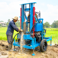 Machine de forage de puits d'eau diesel 35 CV montée sur remorque, foreuse rotative hydraulique agricole avec garantie d'un an et certification CE