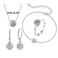 Ensemble de bijoux en moissanite en gros pour femmes, collier en moissanite à profil bas, bijoux en moissanite