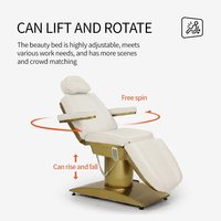 Lit de massage facial électrique commercial moderne pliable en acier inoxydable doré blanc à 3 moteurs, respectueux de la peau