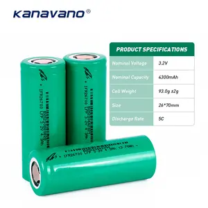 Cylindrical 26700 Lifepo4 Battery Cell 3.2v 4300mah 13.76wh Lithium Battery Cell For Robots