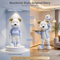 Statue en résine Père et Fils Ours, inspirée de Bearbrick, grande figurine décorative de sol avec plateau pour salon, cadeau de pendaison de crémaillère