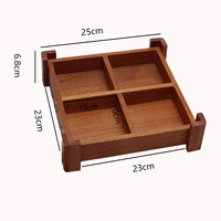 Haut de gamme fantaisie en bois massif 4 grilles souvenir Logo personnalisé marque en bois bijoux affichage plateau de rangement
