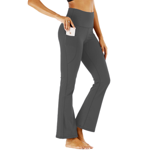 Comfortable Lightweight Breathable Spandex/Nylon Activewear Workouts Casual Wear Solid Women's High Waist Flared Yoga <b>Dance</b> - Product Image 1