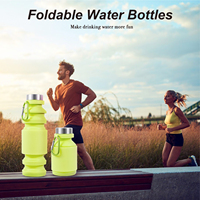 Bouteille d'eau pliable en silicone sans BPA 550 ml, écologique, anti-fuite, réutilisable pour les sports de plein air, la salle de sport, le camping et les voyages