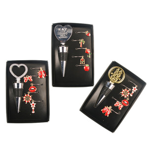 Valentine's Day Wine Stopper Kit Metal Heart Shape Bottle Sealer With Glass Rings For Holiday Party - Product Image 2